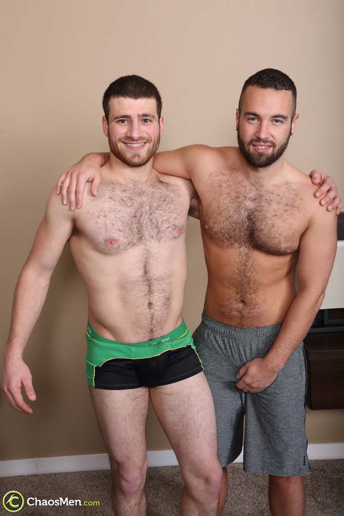 Hairy gay dudes Noah Riley & Clyde having rough oral and anal sex on the bed  