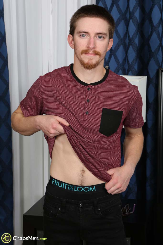 Cute gay boy TJ Hughes showing off his rock-hard dick & big booty  