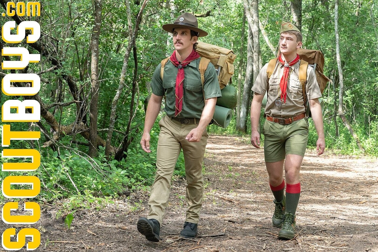 Horny gay dudes Scoutmaster McKeon and Scoutmaster Stone fuck in the forest  