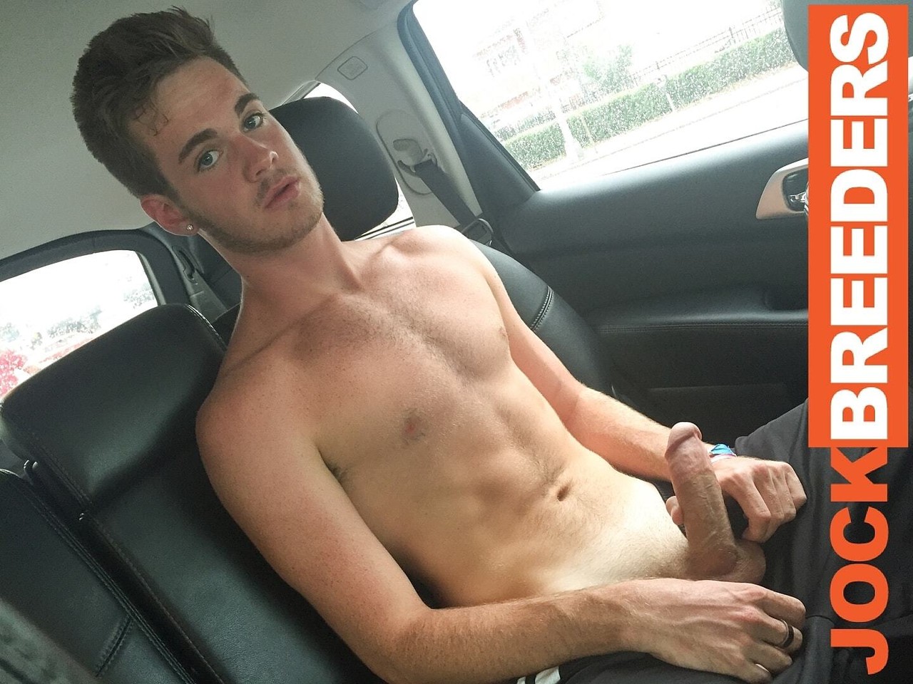 Gay hunk Benji Banks shamelessly stripping and masturbating in a cab  