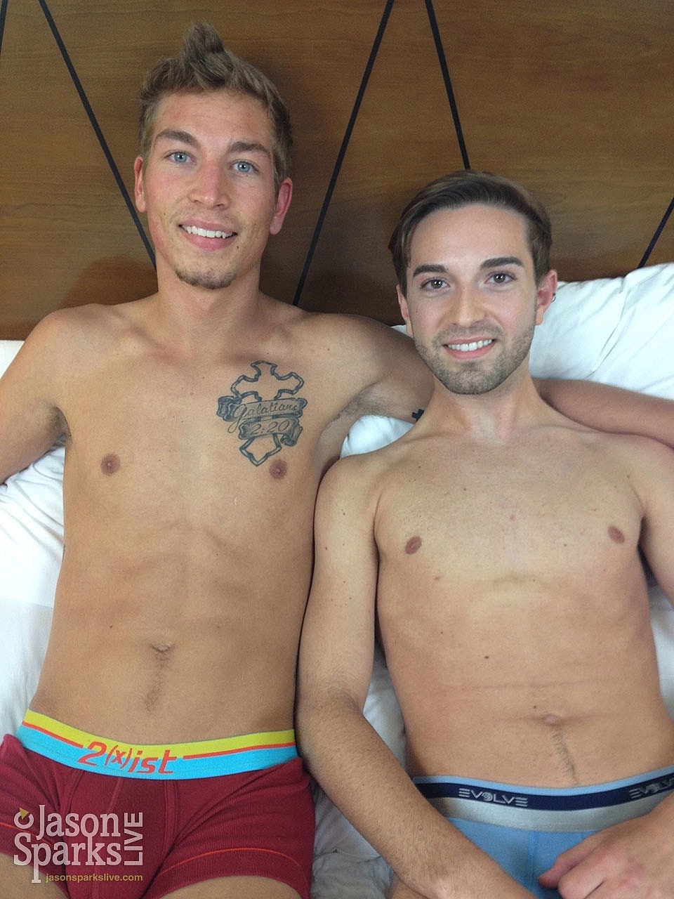 Gay lovers Adrian Owens and Garrett Hunter engage in hot bareback sex  