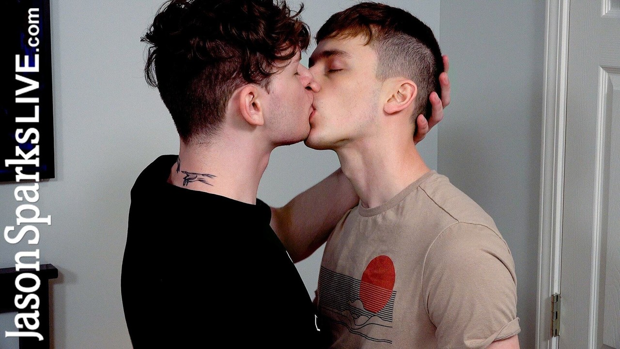 Twinks Ethan Tate and Tyler Tanner French kiss before having rough anal sex  