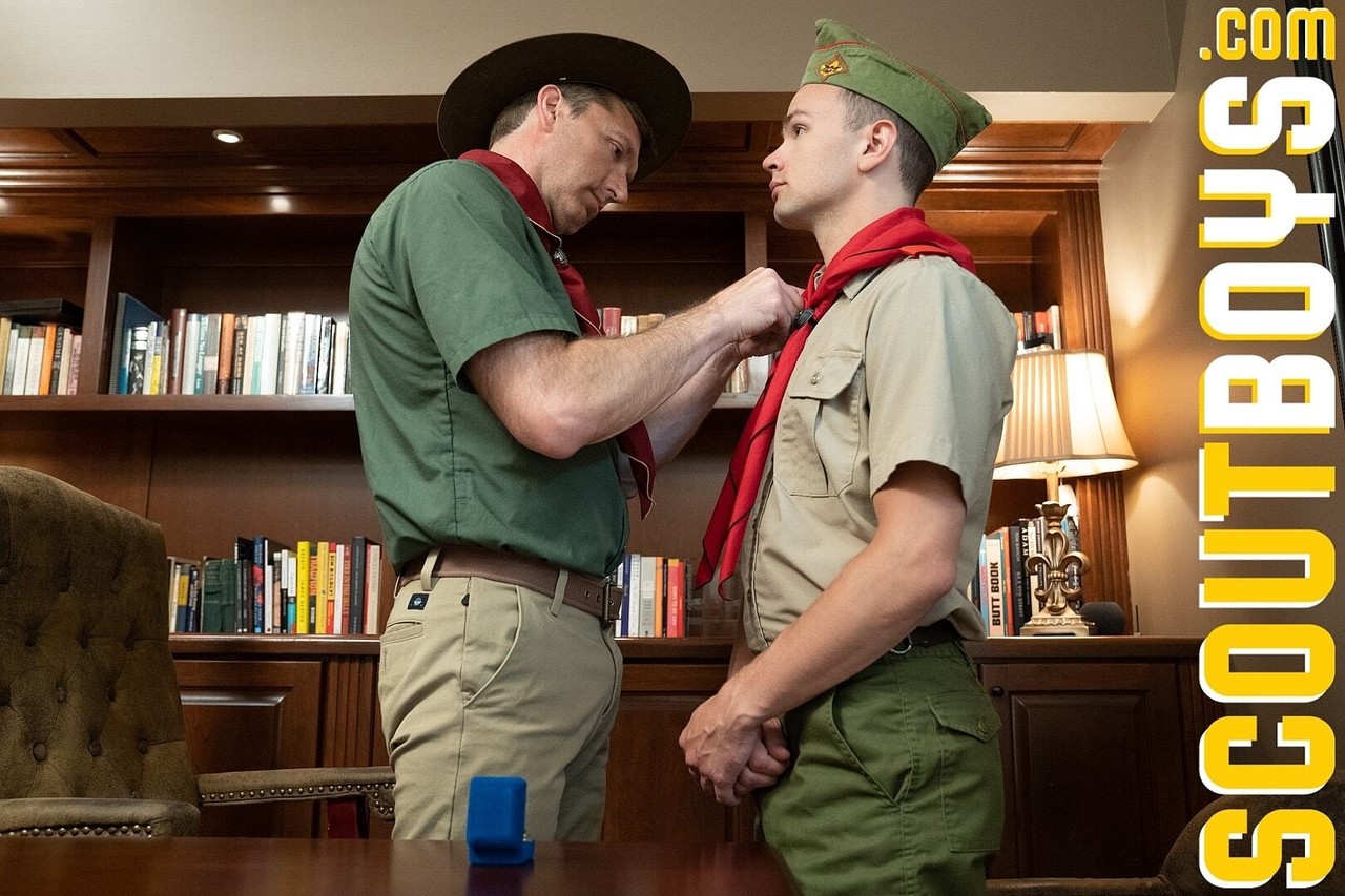 Sweet twink Scout Logan gets his anus rammed by horny Scoutmaster St Michael  